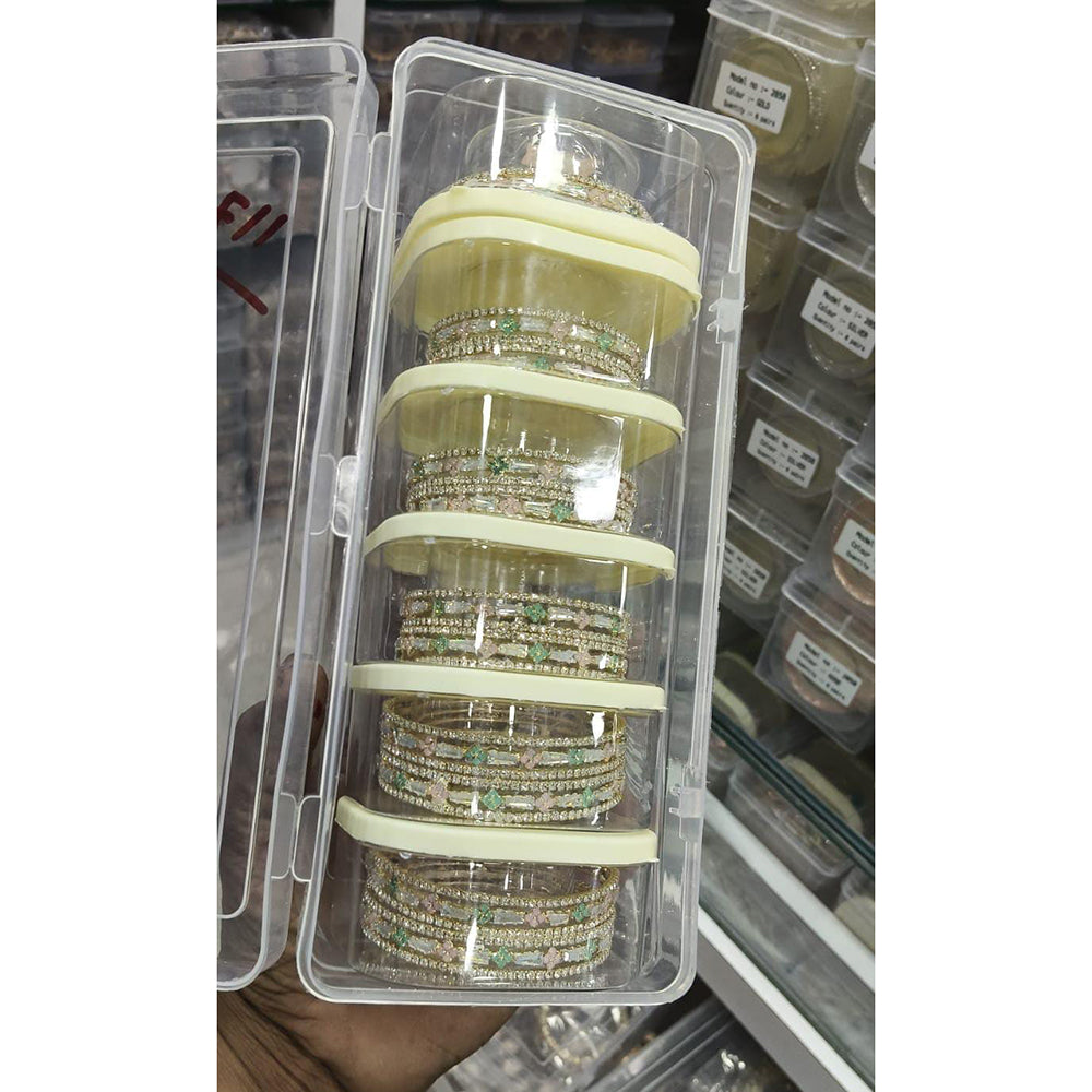 Pooja Bangles Elegant Crystal And Austrian Stone Bangle Set (1  Piece Only)