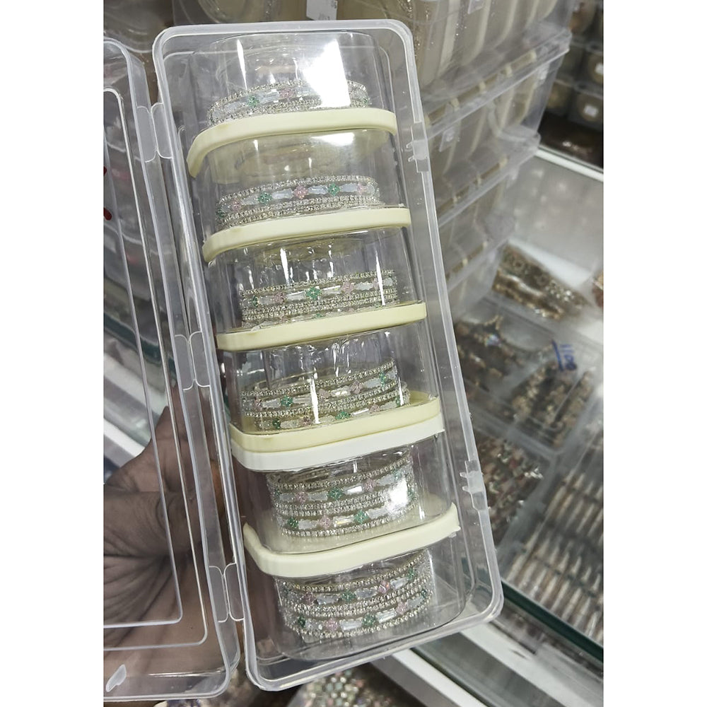 Pooja Bangles Elegant Crystal And Austrian Stone Bangle Set (1  Piece Only)