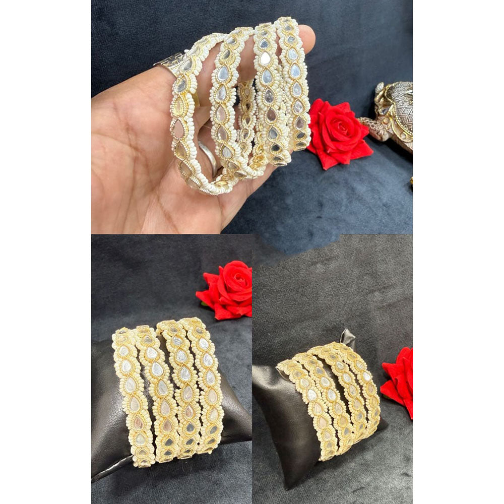 Pooja Bangles Classic Mirror And Pearl Bangles Set