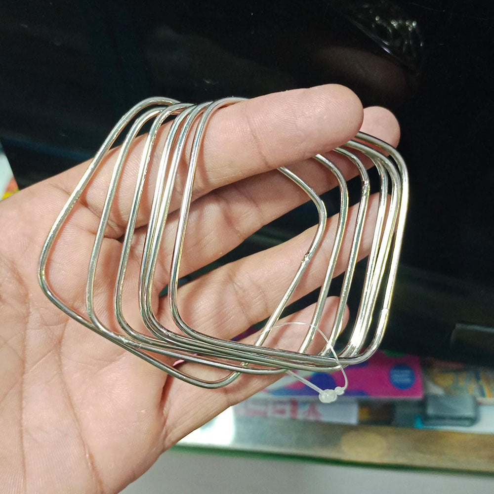 Pooja Bangles Stylish Square Shape Metallic Bangles Set
