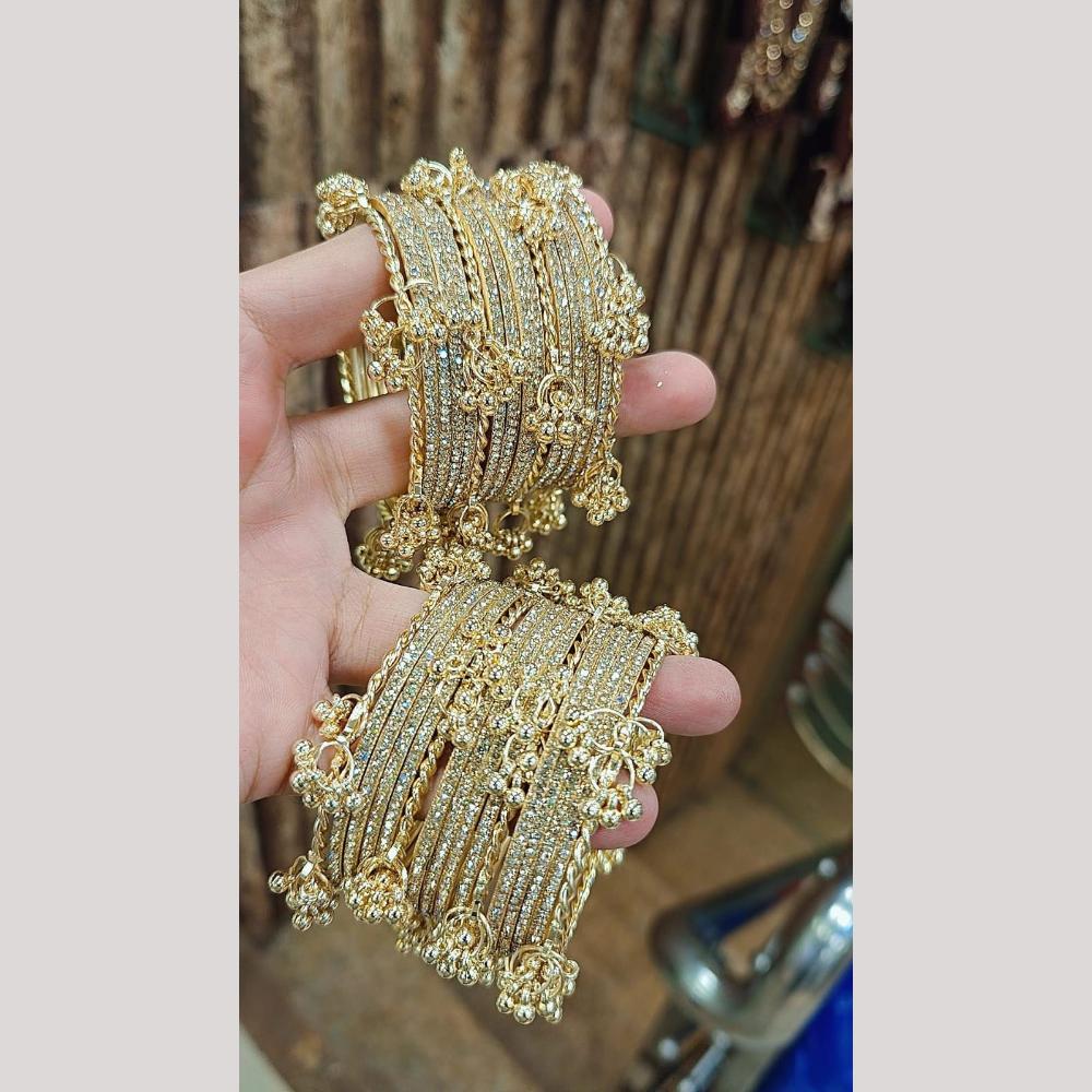 Pooja Bangles Glamorous Austrian Stone And Pearl Kashmiri Bangles Set