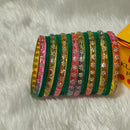 Pooja Bangles Glamorous Austrian Stone Velvet Glass Bangles Set
