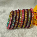 Pooja Bangles Glamorous Austrian Stone Velvet Glass Bangles Set