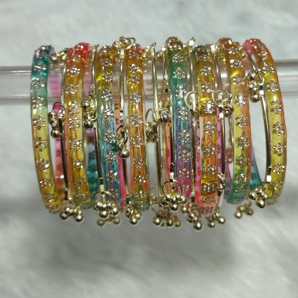Pooja Bangles Stylish Austrian Stone Kashmiri Glass Bangles Set