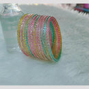 Pooja Bangles Stylish Austrian Stone Multi Color Glass Bangles Set