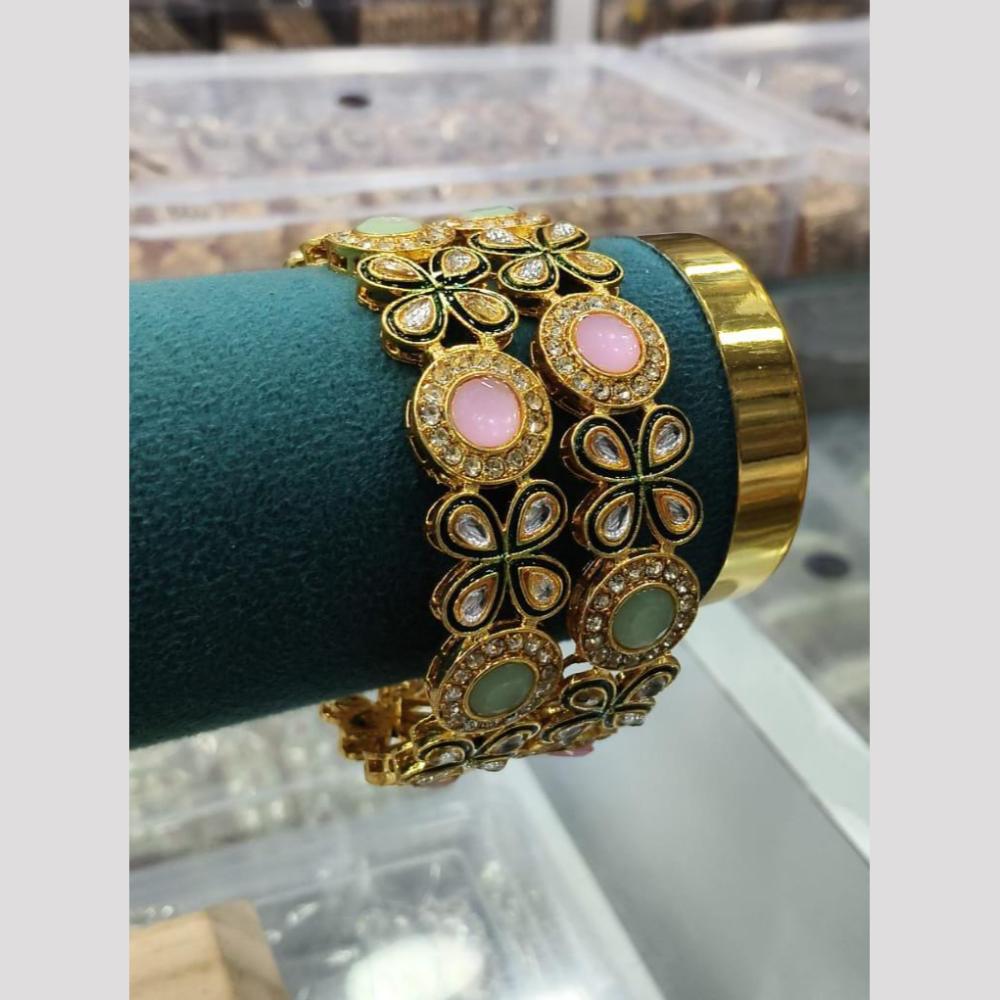Pooja Bangles Premium Meenakari And Pota Stone Ethnic Bangles Set