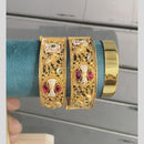 Pooja Bangles Classic Pota Stone And Meenakari Openable Bangles Set