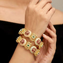 Pooja Bangles Heritage Meenakari Pota Stone And Pearl Bangles Set