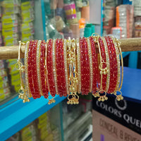 Pooja Bangles Stylish Raindrop Glass Kashmiri Bangles Set