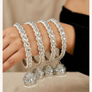 Pooja Bangles Heritage Kundan Stone And Pearl Bangles Set