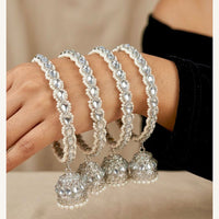 Pooja Bangles Heritage Kundan Stone And Pearl Bangles Set