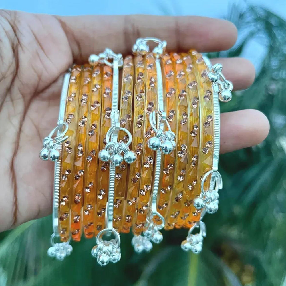Pooja Bangles Stylish Raindrop Glass Kashmiri Bangles Set
