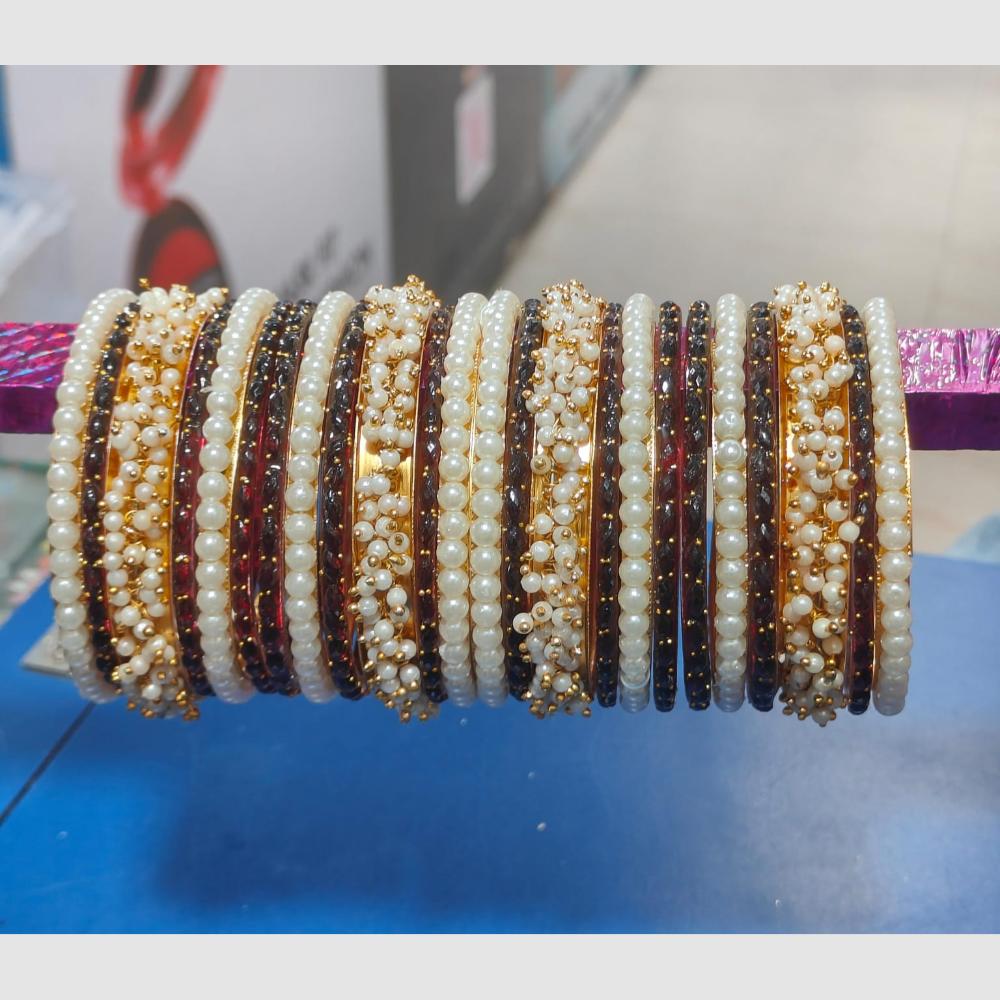 Pooja Bangles Sparkling Raindrop And Pearl Designer Bangles Set for Women