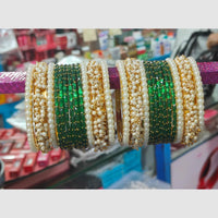 Pooja Bangles Sparkling Raindrop Glass And Pearl Designer Bangles Set for Women