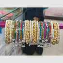 Pooja Bangles Sparkling Raindrop Glass And Pearl Kashmiri Bangles Set for Women