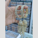 Pooja Bangles Rajwadi Style Kundan Stone Tassel Bangles Set for Women
