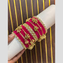 Pooja Bangles Kundan Stone Pearl Kashmiri Glass Designer Bangles Set