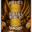 Pooja Bangles Glamorous Austrian Stone Pearl Occasion Wear Bangles Set