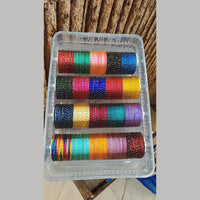 Pooja Bangles Mix Color Raindrop Glass Fancy Bangles Set