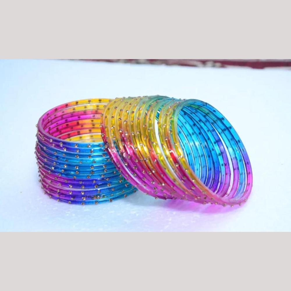Pooja Bangles Raindrop Glass Fancy Bangles Set