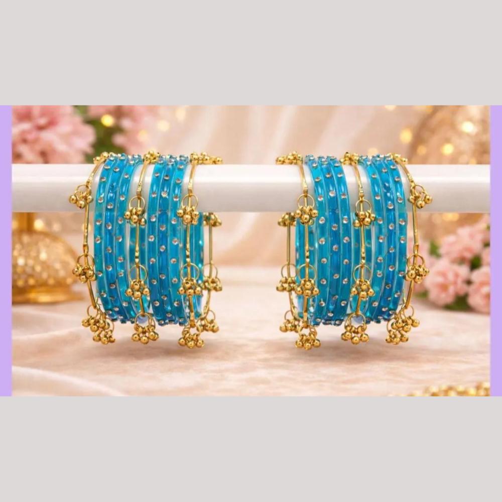 Pooja Bangles Raindrop Glass Fancy Kashmiri Bangles Set