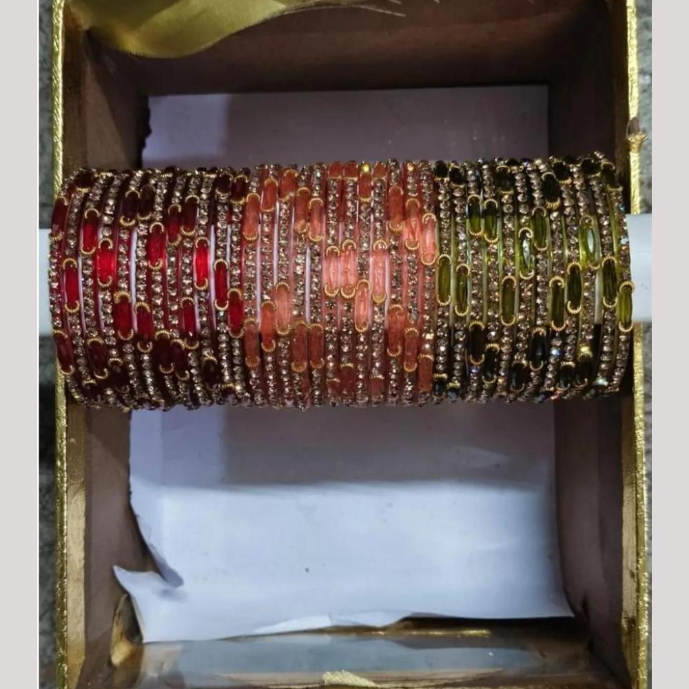 Pooja Bangles Austrian Stone Glass Fancy Bangles Set