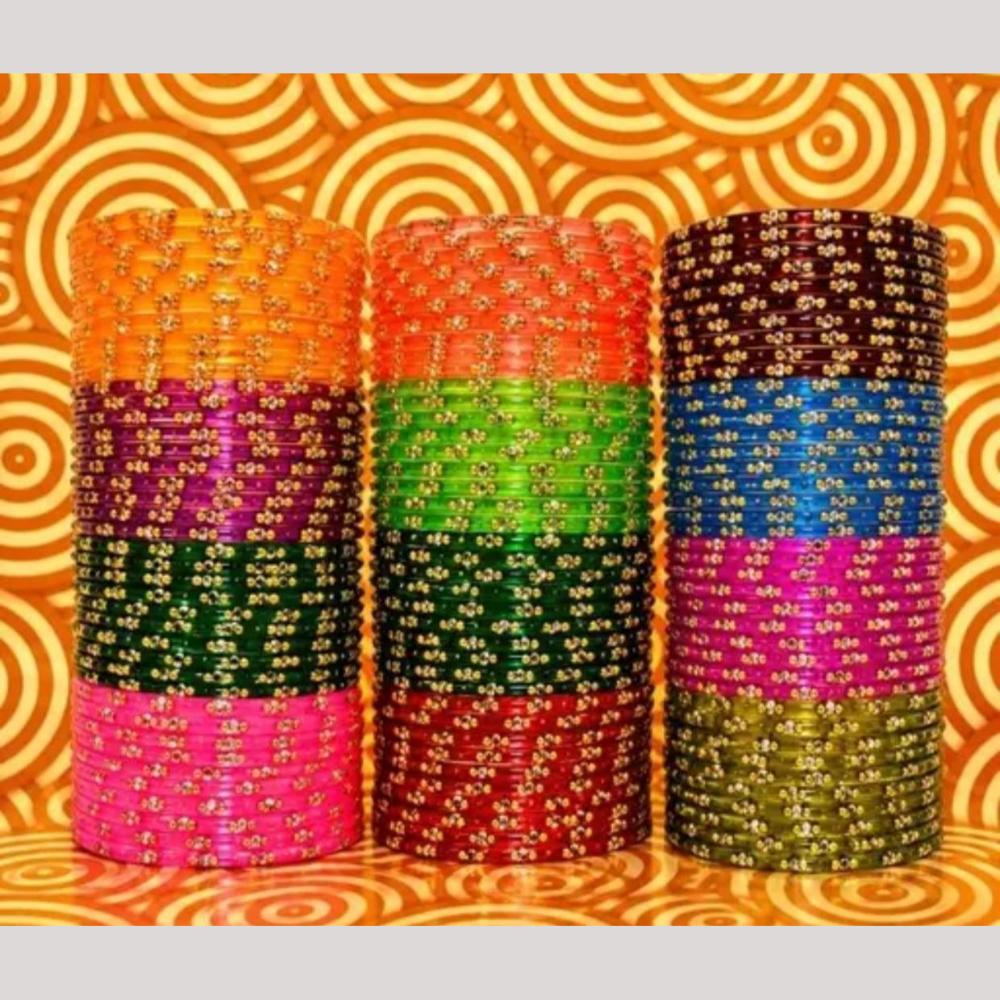 Pooja Bangles Austrian Stone Glass Fancy Bangles Set