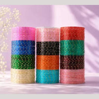 Pooja Bangles Raindrop Glass Fancy Bangles Set