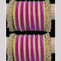 Pooja Bangles Premium Velvet Pearl Bangles Set For Women