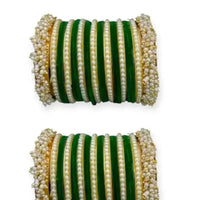 Pooja Bangles Premium Velvet Pearl Bangles Set For Women