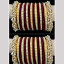 Pooja Bangles Premium Velvet Pearl Bangles Set For Women
