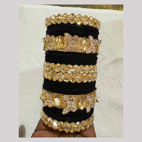 Pooja Bangles Premium Crystal Stone Velvet Bangles Set For Women