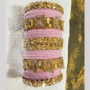 Pooja Bangles Premium Crystal Stone Velvet Bangles Set For Women