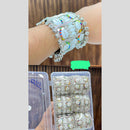Pooja Bangles Oxidised Plated Mirror And Shell Ghungroo Openable Kada