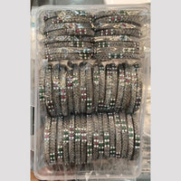 Pooja Bangles Vintage Oxidised Plated Pota Stone Bangles Set (1 Set Only)