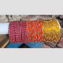 Pooja Bangles Glass Fancy Austrian Stone Bangles Set 
