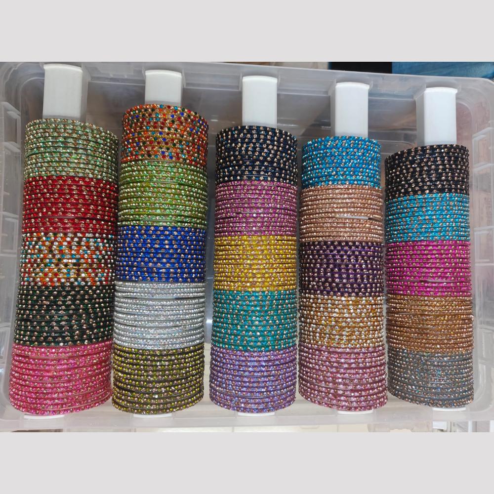 Pooja Bangles Glass Fancy Austrian Stone Bangles Set 
