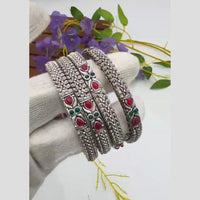 Pooja Bangles Vintage Oxidised Plated Pota Stone Bangles Set