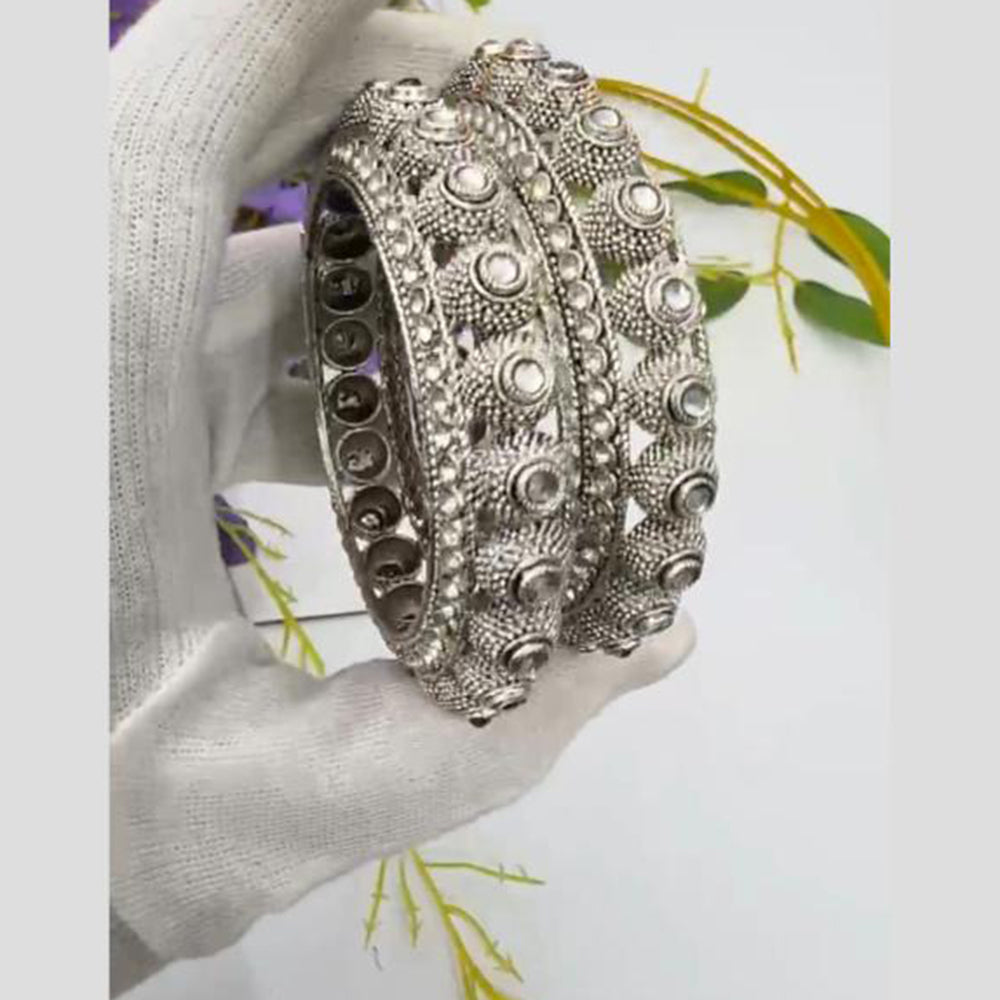 Pooja Bangles Vintage Oxidised Plated Kundan Stone Bangles Set