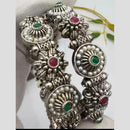 Pooja Bangles Vintage Oxidised Plated Pota Stone Bangles Set