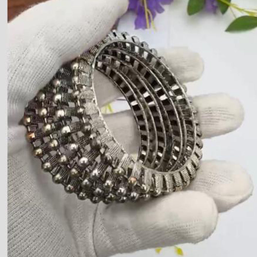 Pooja Bangles Vintage Oxidised Plated Pota Stone Bangles Set