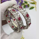 Pooja Bangles Vintage Oxidised Plated Pota Stone Bangles Set