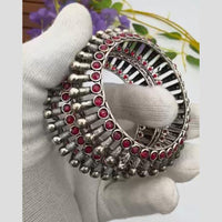 Pooja Bangles Vintage Oxidised Plated Pota Stone Bangles Set