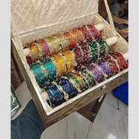 Pooja Bangles Austrian Stone Kashmiri Glass Trendy Bangles Set 