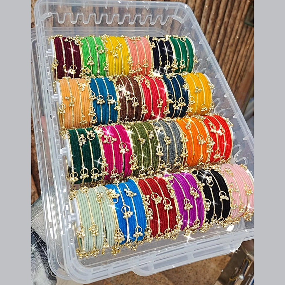 Pooja Bangles Velvet Kashmiri Glass Trendy Bangles Set