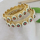Pooja Bangles Premium Pota Stone And Pearl Embellished Bangles Set
