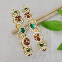 Pooja Bangles Premium Pota Stone And Pearl Embellished Bangles Set