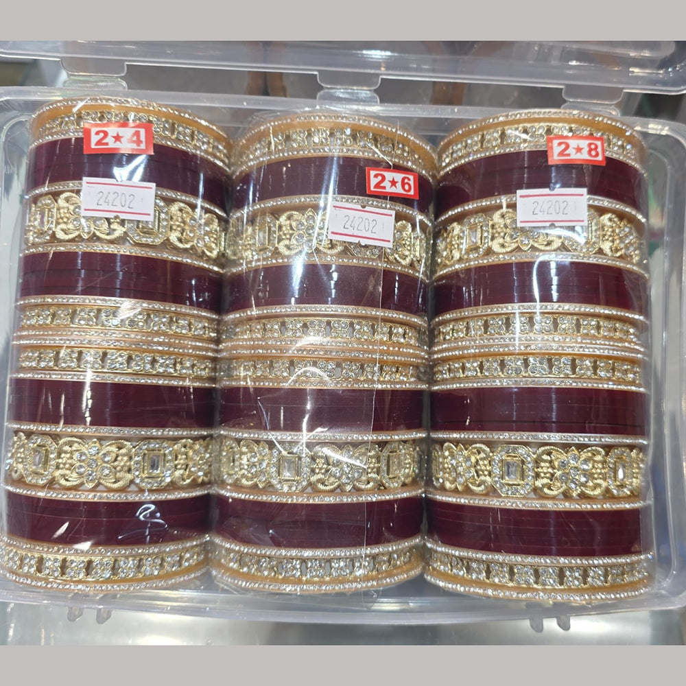 Pooja Bangles Acrylic Kundan Stone Wedding Wear Bangles Set