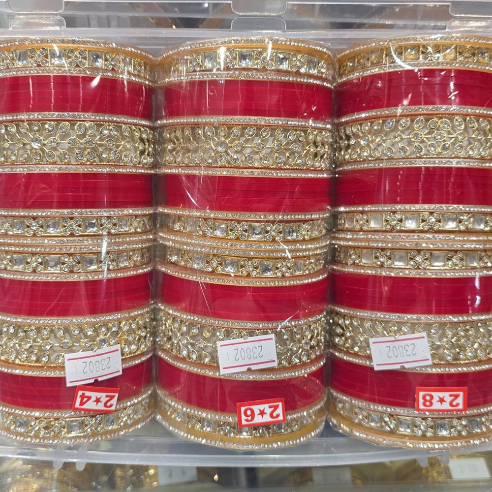 Pooja Bangles Acrylic Kundan Stone Wedding Wear Bangles Set
