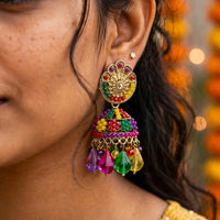 Pooja Bangles Premium Multi Color Beads Jhumki Earrings for Women